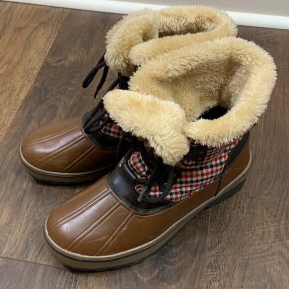 G.H. Bass & Co. Shoes - Bass Duck Boots Sundown Insulated Plaid Red/Navy/Brown Winter Snow Boots